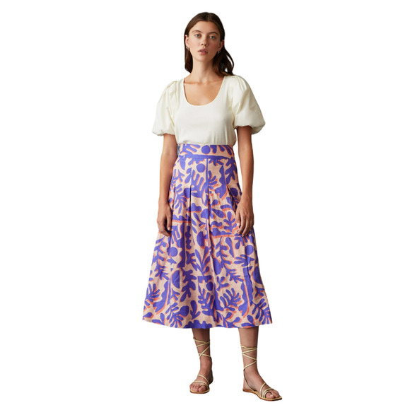 NWT Marie Oliver Frankie Skirt Women Size 8 Linen Laguna Blooms Blue Orange $334